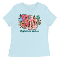 Baby Blue rn registered nurse western Ladies Tee - NancyCooperArtShop