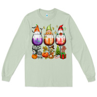 Matcha Hallothanksmas wine glasses and gnomes Long Sleeve Tee - texasbilliewilder