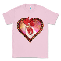 Bubblegum Pink valentines day rooster with leopard heart Classic Tee - RanaPortraitStore