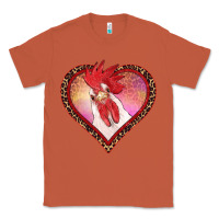 Copper valentines day rooster with leopard heart Classic Tee - RanaPortraitStore