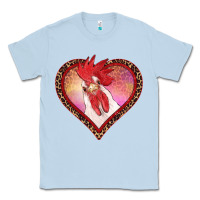 Dusty Blue valentines day rooster with leopard heart Classic Tee - RanaPortraitStore