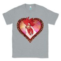 Heather Grey valentines day rooster with leopard heart Classic Tee - RanaPortraitStore
