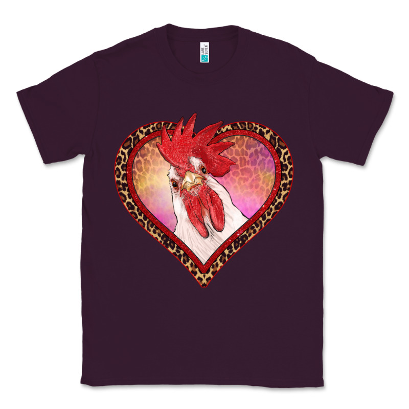 Valentines Day Rooster With Leopard Heart Classic Tee by RanaPortraitStore | Teevron