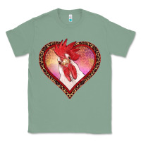 Sage valentines day rooster with leopard heart Classic Tee - RanaPortraitStore