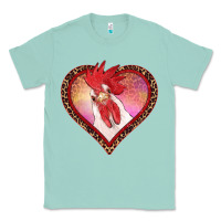 Seafoam valentines day rooster with leopard heart Classic Tee - RanaPortraitStore