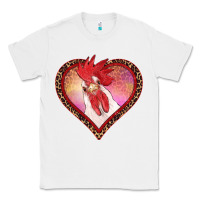 White valentines day rooster with leopard heart Classic Tee - RanaPortraitStore