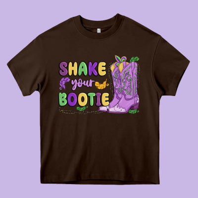 Shake Your Bootie Mardi Gras Heavy Core Tee Designed By Maliassmallbusiness