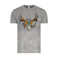 Cloud Rock boho deer skull sunflowers and gemstone Vintage Tee - RanaPortraitStore