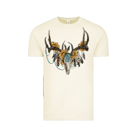 Vintage Arctic boho deer skull sunflowers and gemstone Vintage Tee - RanaPortraitStore