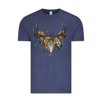 Vintage Denim boho deer skull sunflowers and gemstone Vintage Tee - RanaPortraitStore