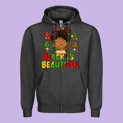 Black Is Beautiful Zipper Hoodie Designed By Fadigitalartstudio