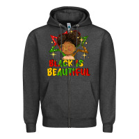Charcoal Heather black is beautiful Zipper Hoodie - FaDigitalArtStudio