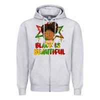 Heather Grey black is beautiful Zipper Hoodie - FaDigitalArtStudio