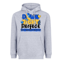 Heather Grey down right perfect down syndrome awareness Heavyweight Hoodie - CowhideDigitalArt