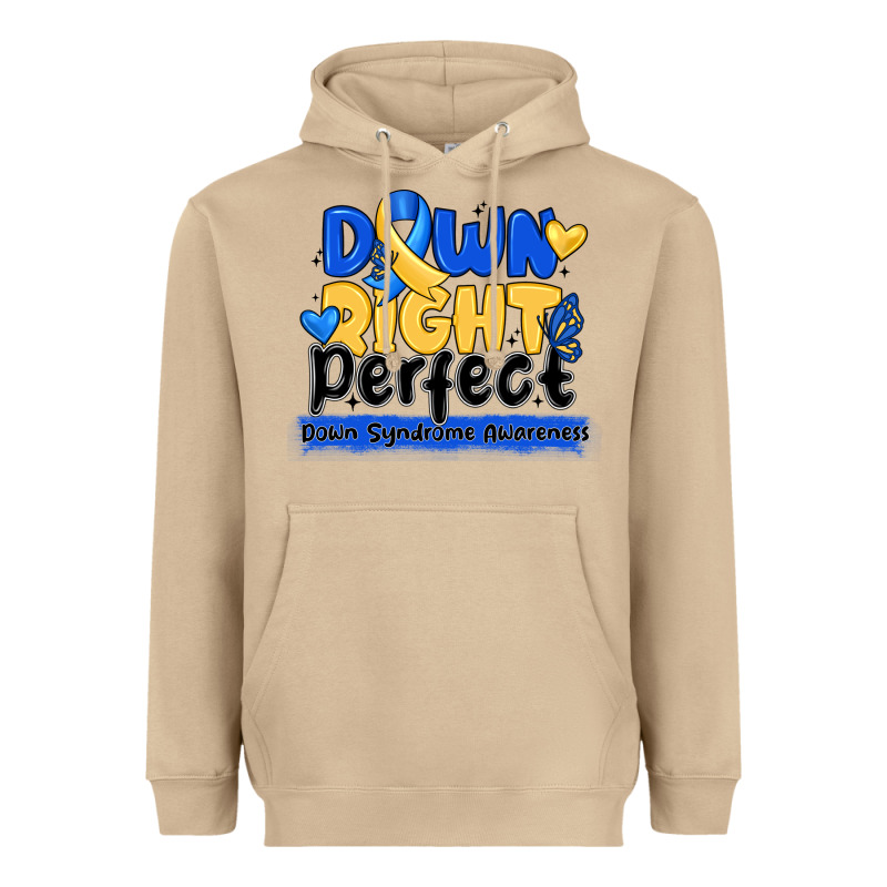 Down Right Perfect Down Syndrome Awareness Heavyweight Hoodie by CowhideDigitalArt | Teevron