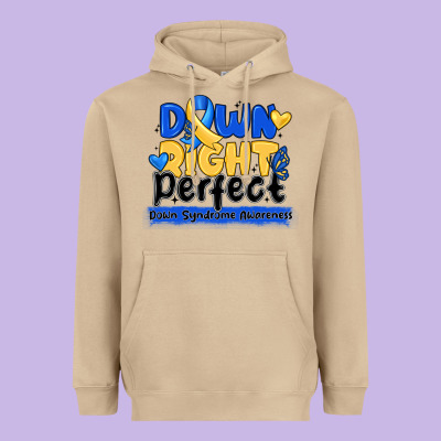 Down Right Perfect Down Syndrome Awareness Heavyweight Hoodie Designed By Cowhidedigitalart