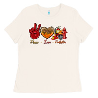 Bone peace love firefighter Ladies Tee - NancyCooperArtShop