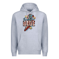 Heather Grey Back the blue Premium Hoodie - FaDigitalArtStudio
