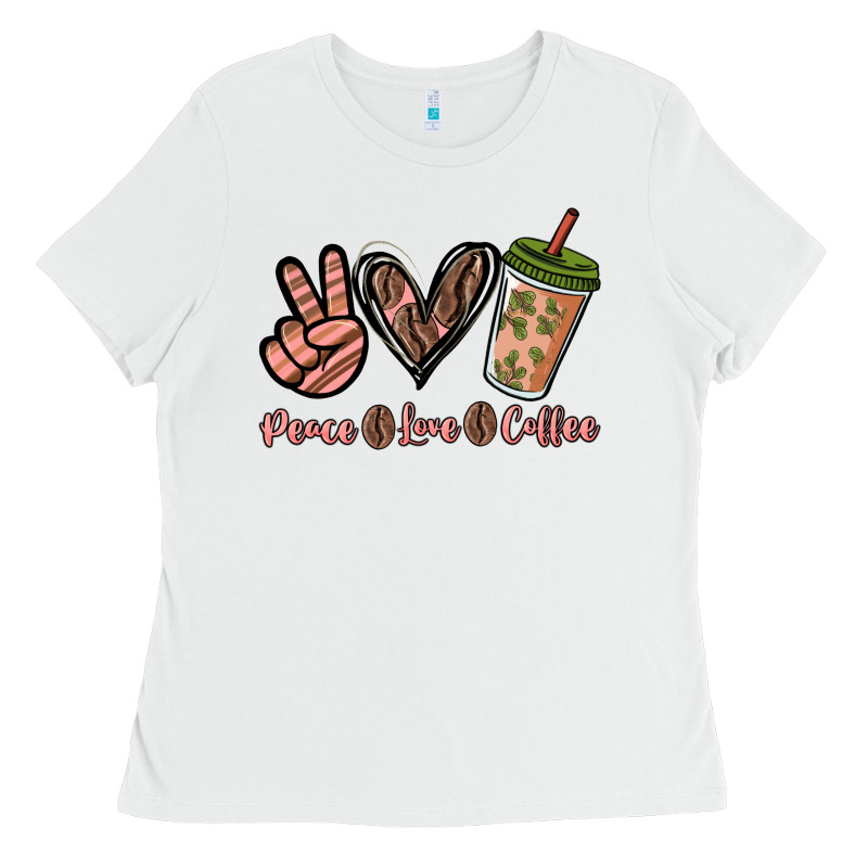 Peace Love Coffee Ladies Tee by NancyCooperArtShop | Teevron