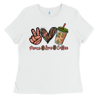 White peace love coffee Ladies Tee - NancyCooperArtShop