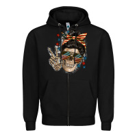 Black American Mother skull Zipper Hoodie - FaDigitalArtStudio