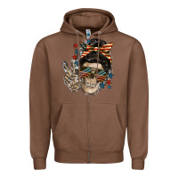 Chestnut American Mother skull Zipper Hoodie - FaDigitalArtStudio