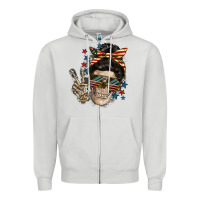 Dove Grey American Mother skull Zipper Hoodie - FaDigitalArtStudio