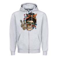 Heather Grey American Mother skull Zipper Hoodie - FaDigitalArtStudio