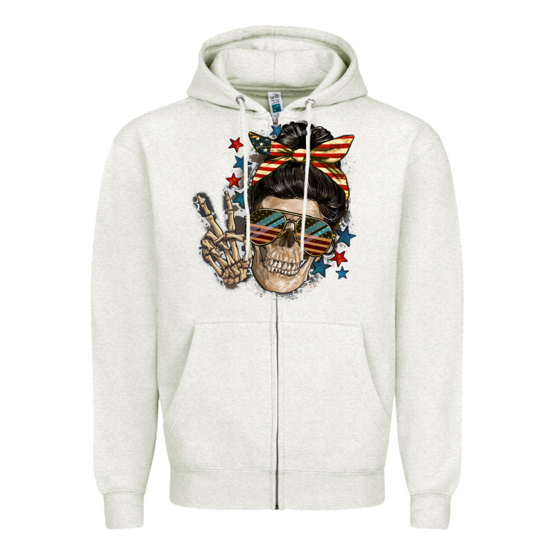 American Mother Skull Zipper Hoodie by FaDigitalArtStudio | Teevron