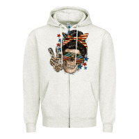 Oatmeal Heather American Mother skull Zipper Hoodie - FaDigitalArtStudio