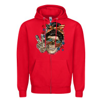 Red American Mother skull Zipper Hoodie - FaDigitalArtStudio