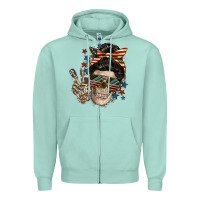 Seafoam American Mother skull Zipper Hoodie - FaDigitalArtStudio