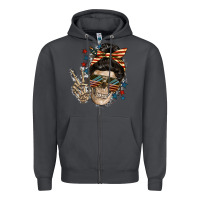 Smoke American Mother skull Zipper Hoodie - FaDigitalArtStudio