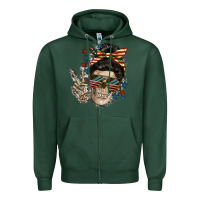 Sports Green American Mother skull Zipper Hoodie - FaDigitalArtStudio