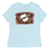 Baby Blue Baseball Lips Ladies Tee - Jasminsmagicworld