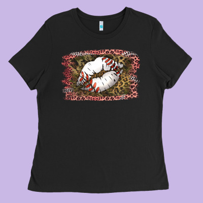 Baseball Lips Ladies Tee Designed By Jasminsmagicworld
