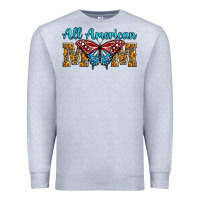 Heather Grey All American Mom Butterfly Premium Sweatshirt - LillyAllenDesigns