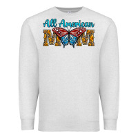 Oatmeal Heather All American Mom Butterfly Premium Sweatshirt - LillyAllenDesigns