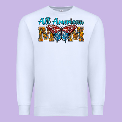 All American Mom Butterfly Premium Sweatshirt Designed By Lillyallendesigns
