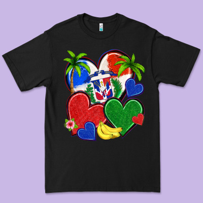 Dominican Repuclic Hearts Premium Tee Designed By Nancycooperartshop