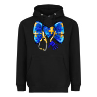 Black Down Syndrome Ribbon Heavyweight Hoodie - CowhideDigitalArt