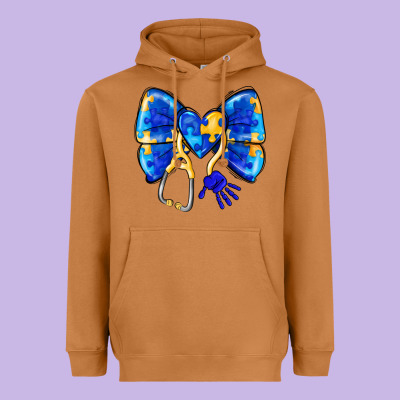 Down Syndrome Ribbon Heavyweight Hoodie Designed By Cowhidedigitalart