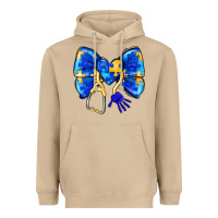 Mushroom Down Syndrome Ribbon Heavyweight Hoodie - CowhideDigitalArt