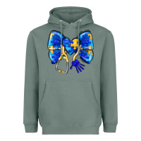Sage Down Syndrome Ribbon Heavyweight Hoodie - CowhideDigitalArt