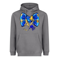 Storm Down Syndrome Ribbon Heavyweight Hoodie - CowhideDigitalArt
