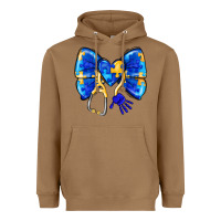 Toasted Coconut Down Syndrome Ribbon Heavyweight Hoodie - CowhideDigitalArt