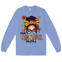 Colony Blue one thankful mama afro messy bun Long Sleeve Tee - texasbilliewilder