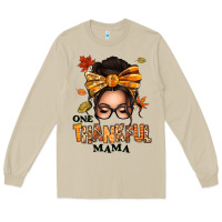 Mushroom one thankful mama afro messy bun Long Sleeve Tee - texasbilliewilder