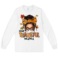 One Thankful Mama Afro Messy Bun Long Sleeve Tee | Teevron