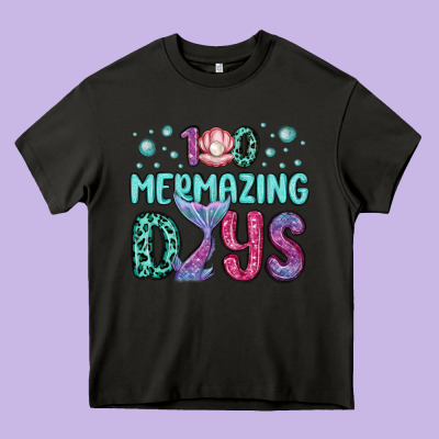 100 Mermazing Days Heavy Core Tee Designed By Maliassmallbusiness